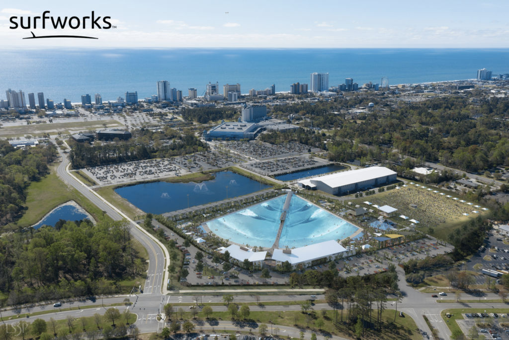 Rendering of Surfworks Adventure Park in Myrtle Beach by American Surf Parks