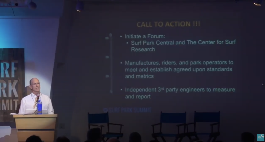 Tom Lochtefeld, CEO of Surf Loch, speaking about industry standardization at the original Surf Park Summit in 2013